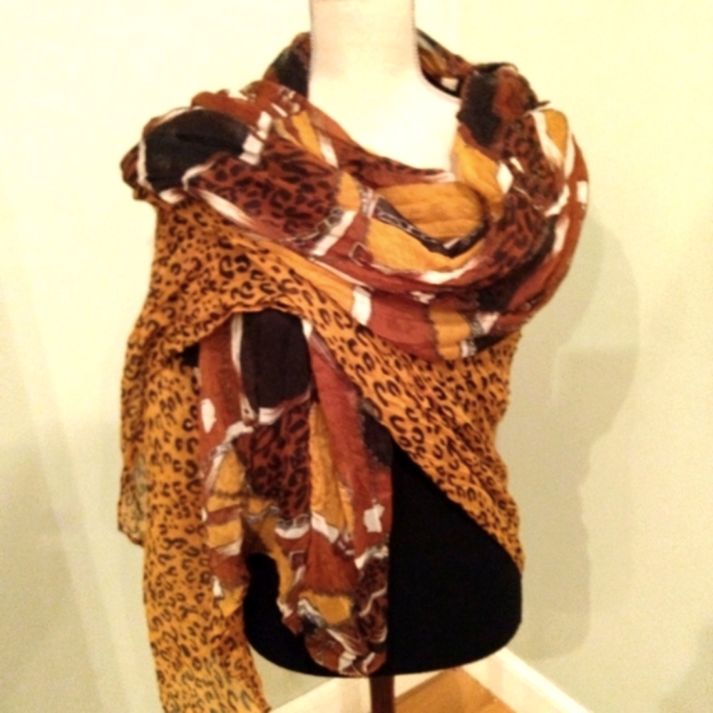 New York & Company Wrap Scarf Leopard